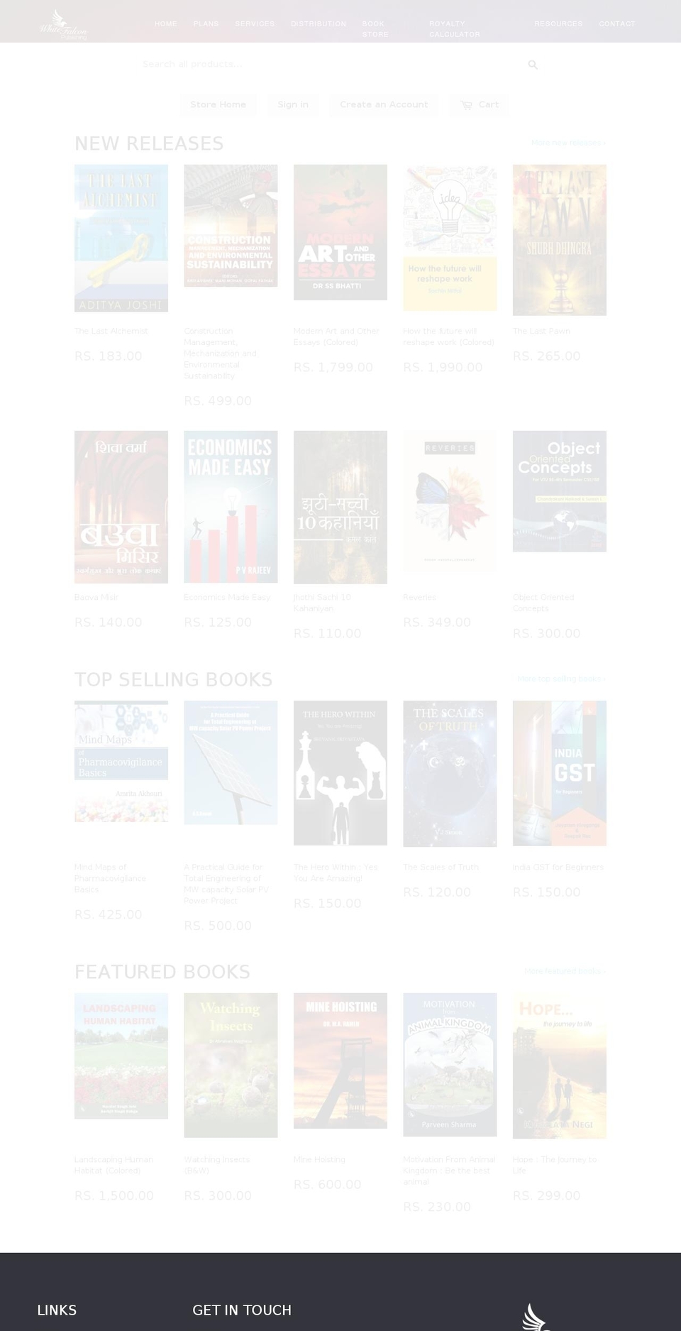 whitefalconpublishing.com shopify website screenshot