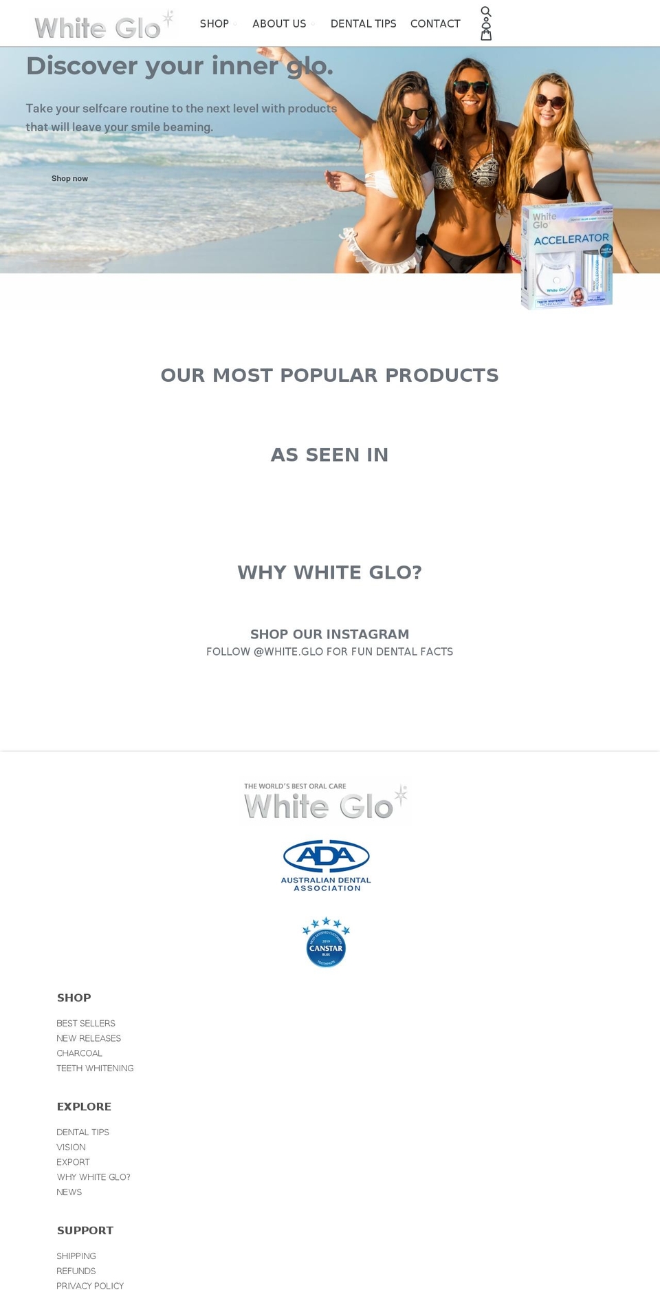 whiteglo.co.uk shopify website screenshot