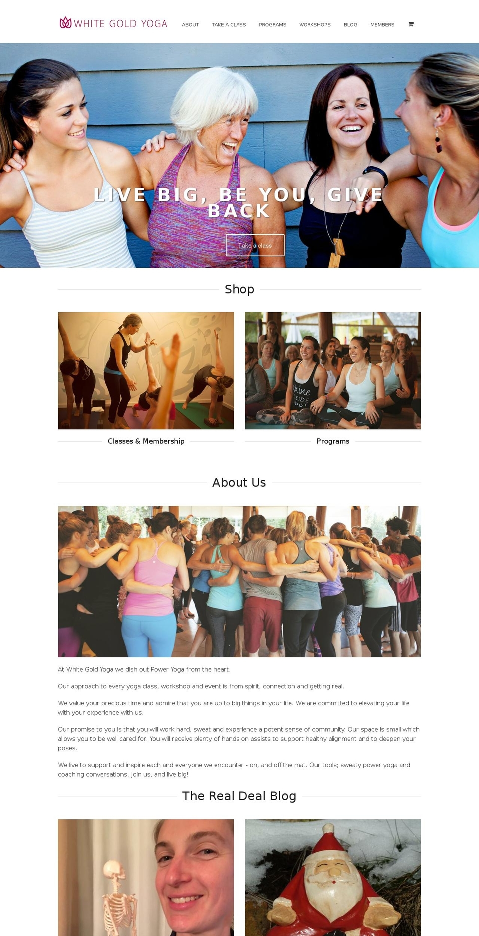 whitegoldyoga.com shopify website screenshot