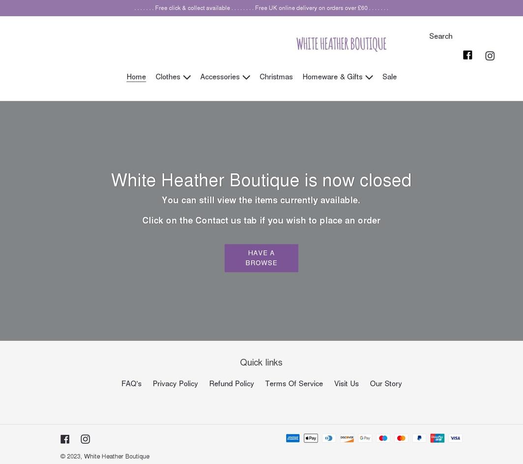 whiteheatherboutique.com shopify website screenshot