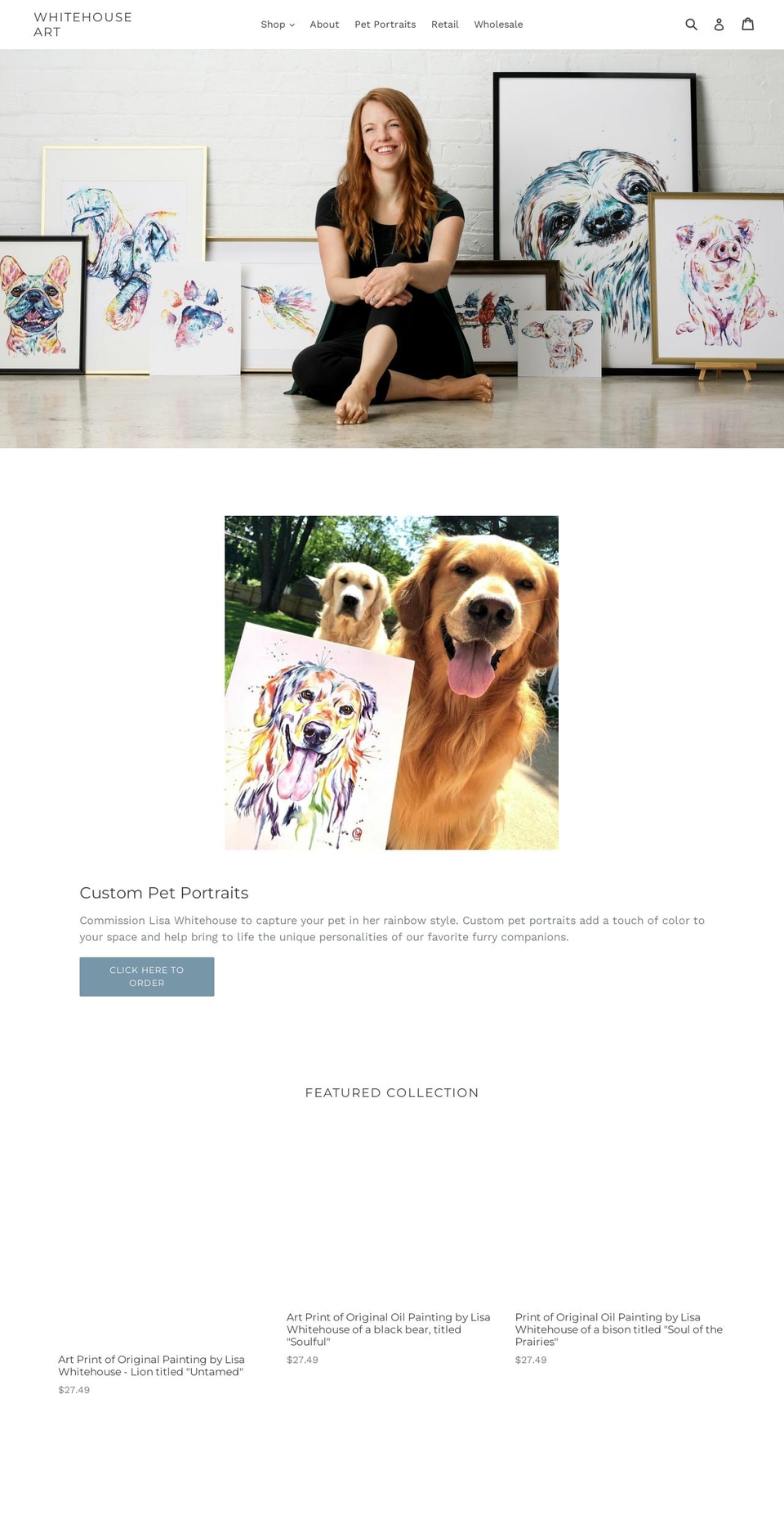 whitehouseart.ca shopify website screenshot