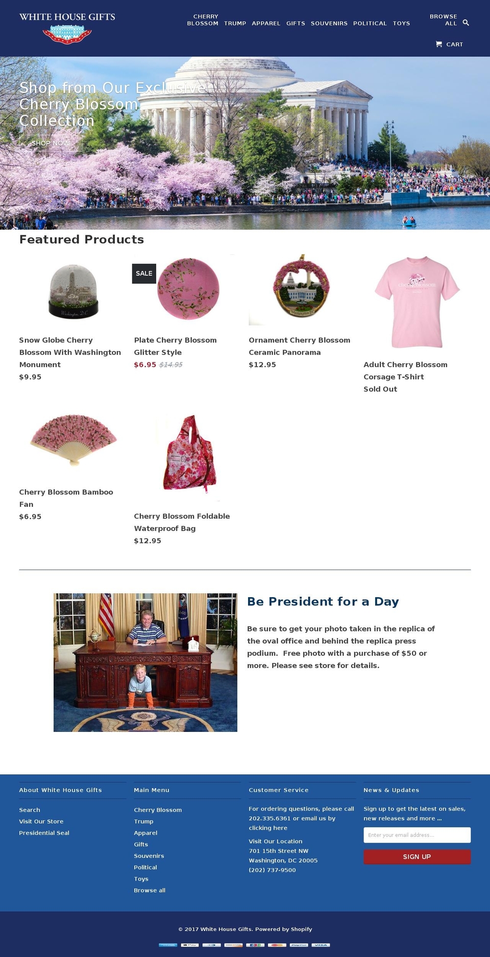 whitehousegiftcenter.org shopify website screenshot