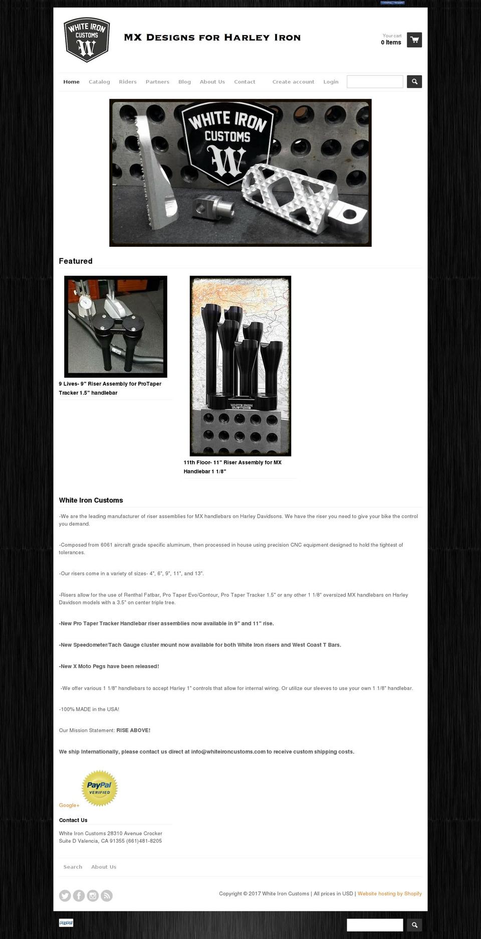 whiteironcustoms.com shopify website screenshot