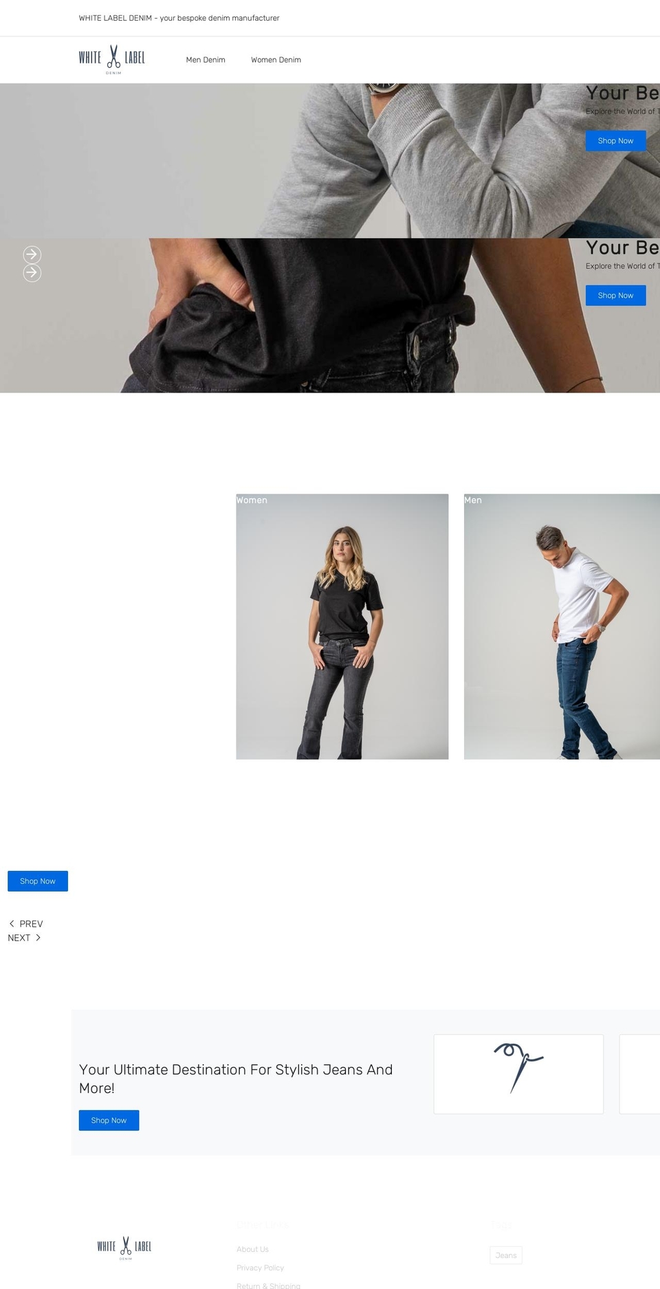 whitelabeldenim.com shopify website screenshot