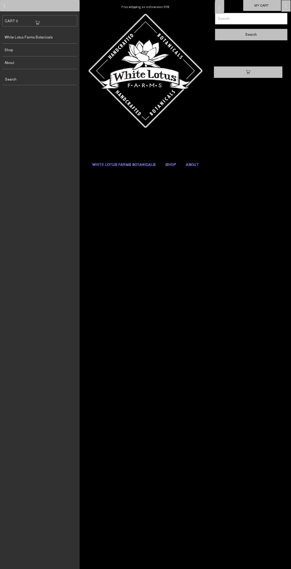 whitelotusfarmsbotanicals.com shopify website screenshot