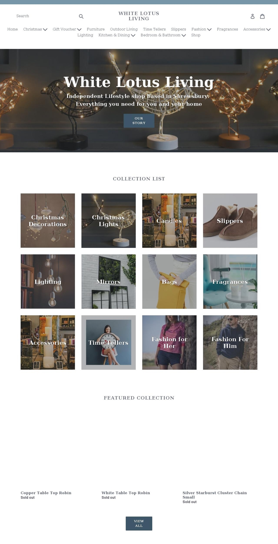 whitelotusliving.co.uk shopify website screenshot