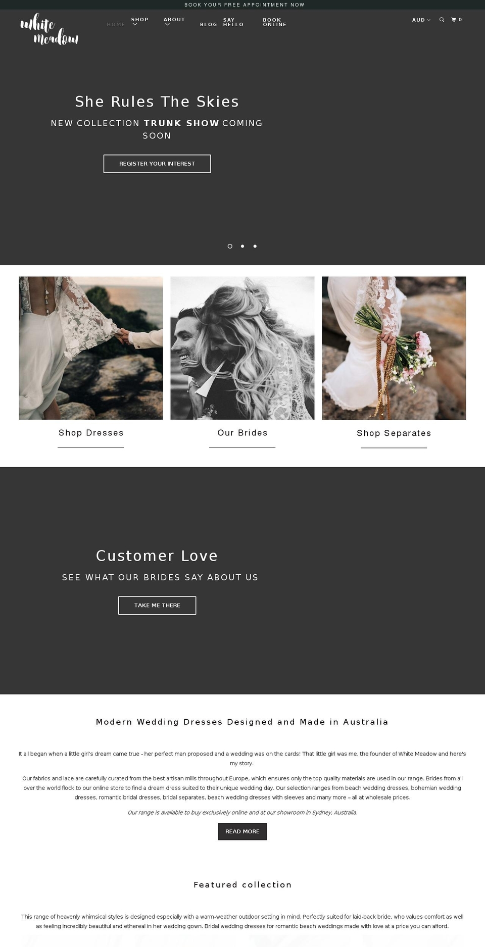 whitemeadow.com.au shopify website screenshot