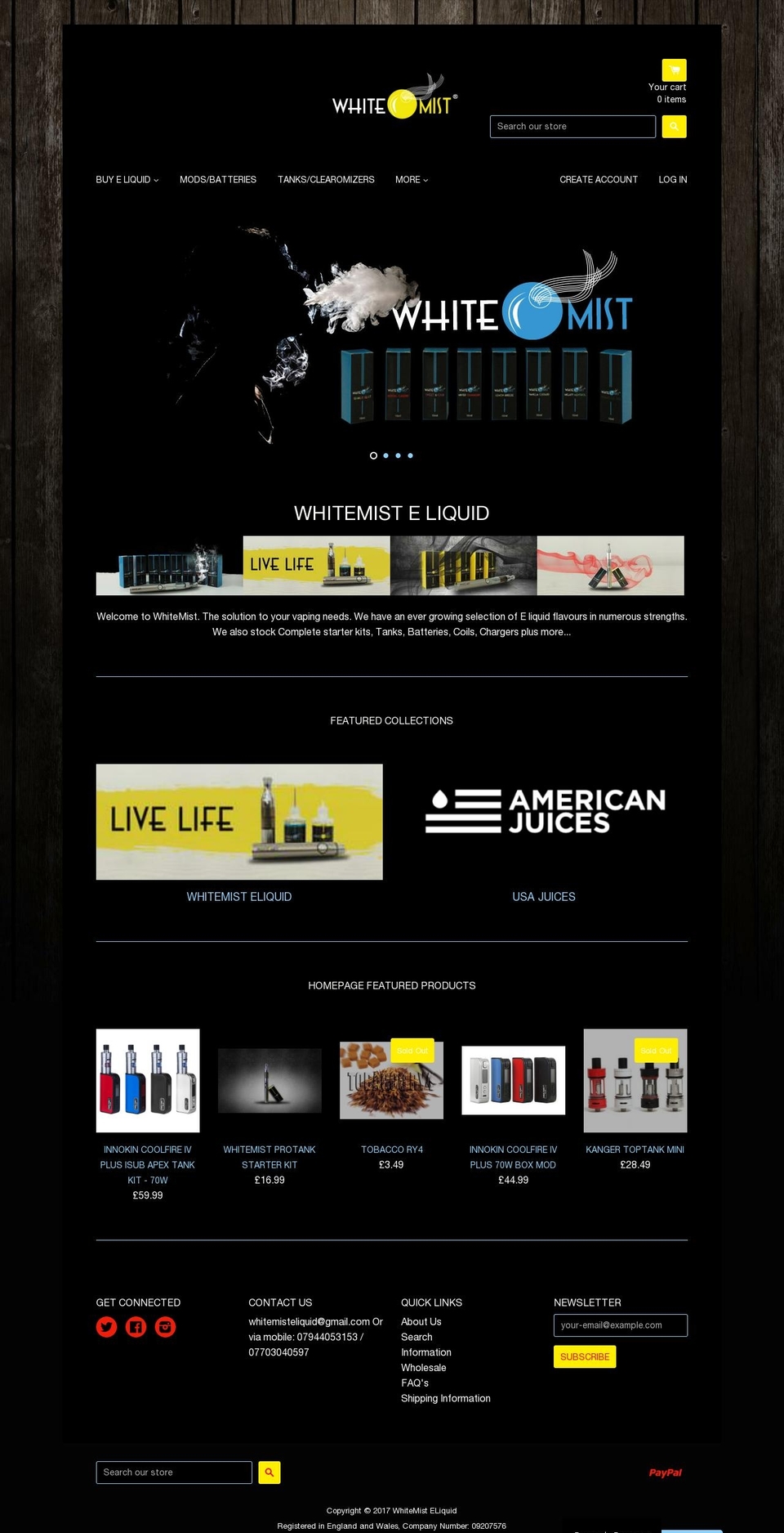 whitemisteliquid.com shopify website screenshot