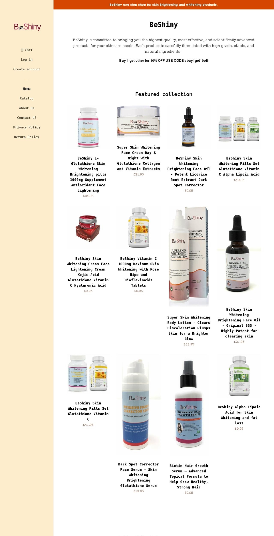 whiteningskin4u.com shopify website screenshot