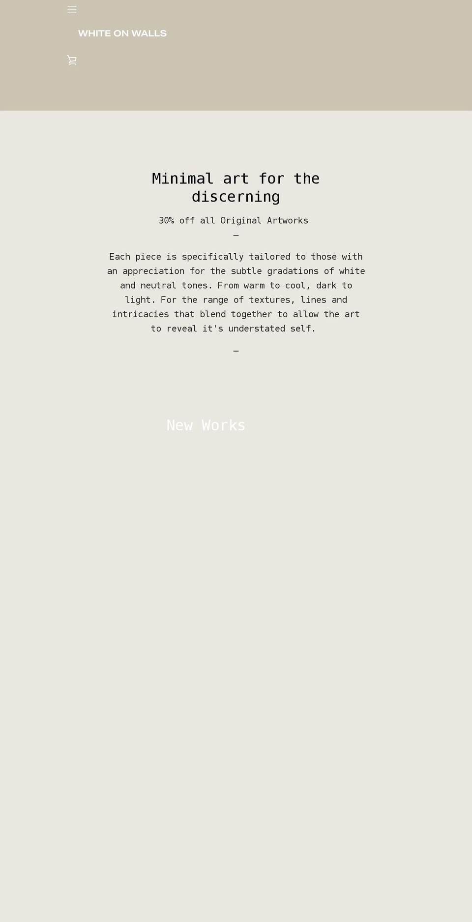 whiteonwalls.com shopify website screenshot