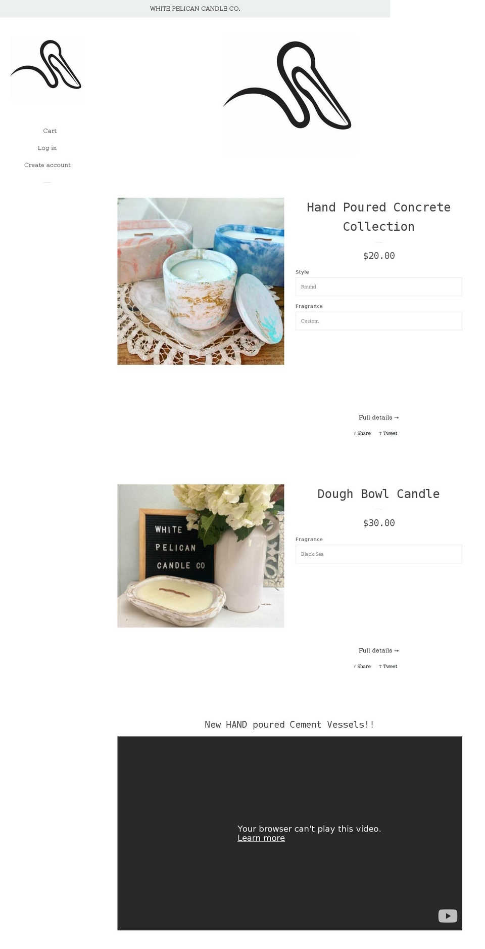 whitepelicancandleco.com shopify website screenshot