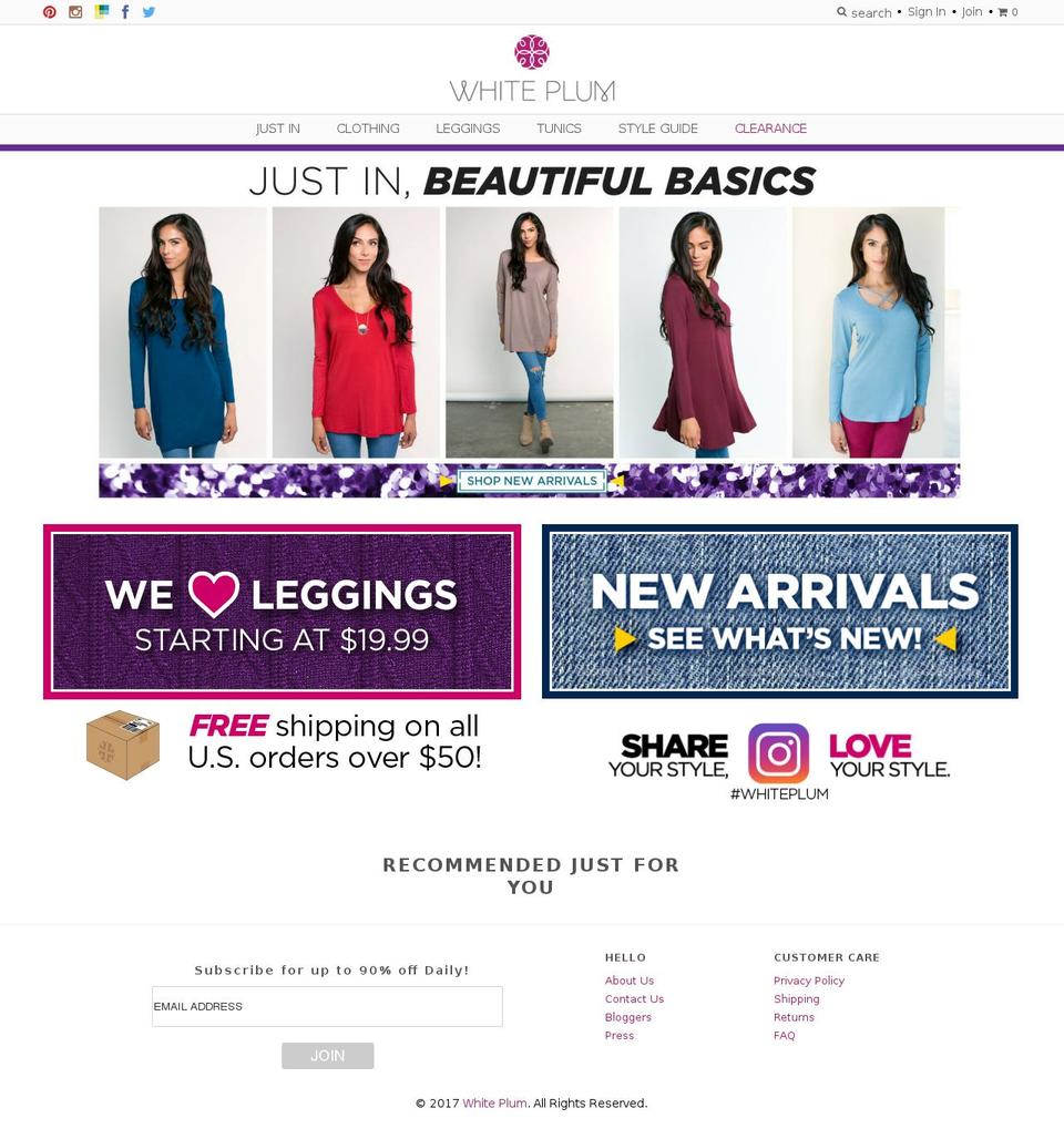 whiteplum.com shopify website screenshot