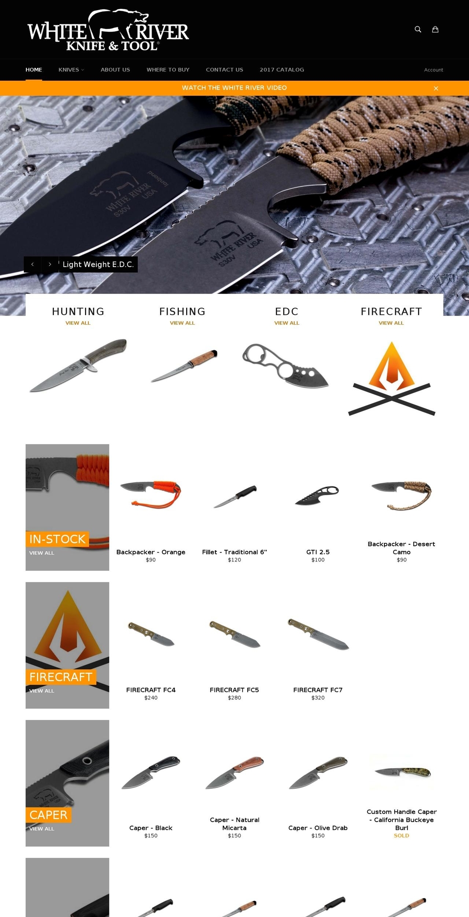 whiteriverknife.com shopify website screenshot