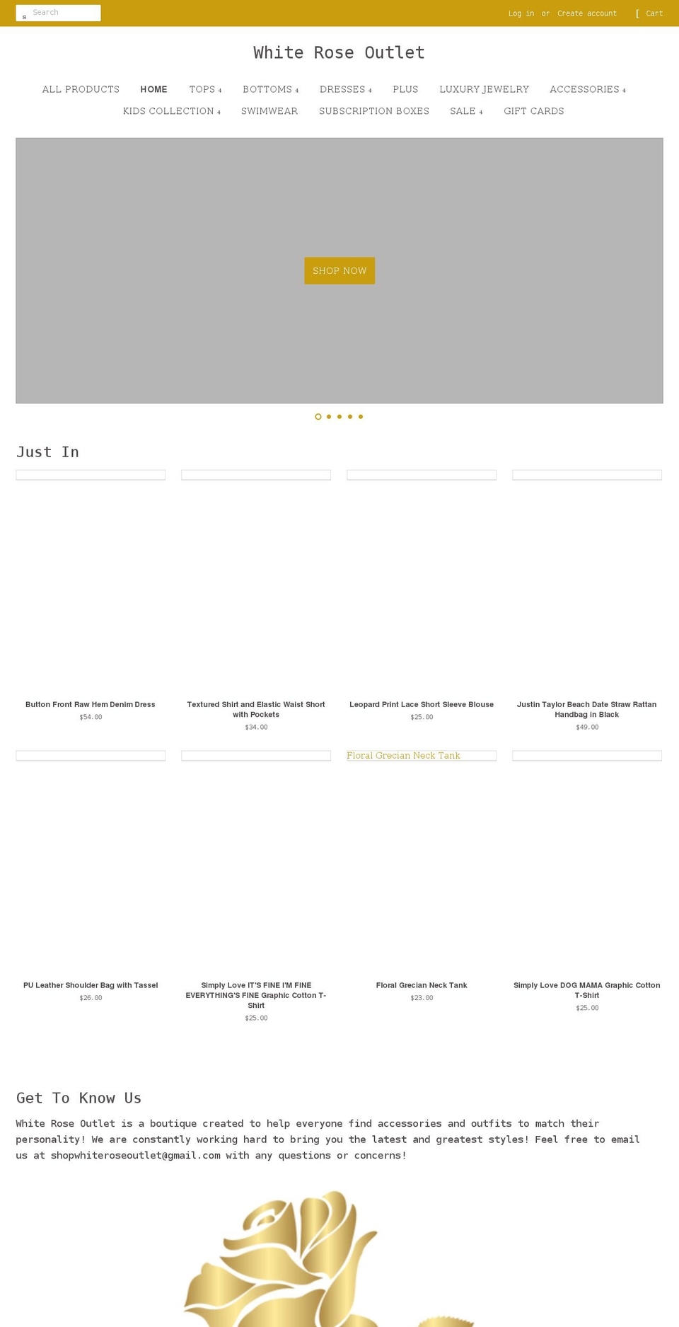 whiteroseoutlet.com shopify website screenshot
