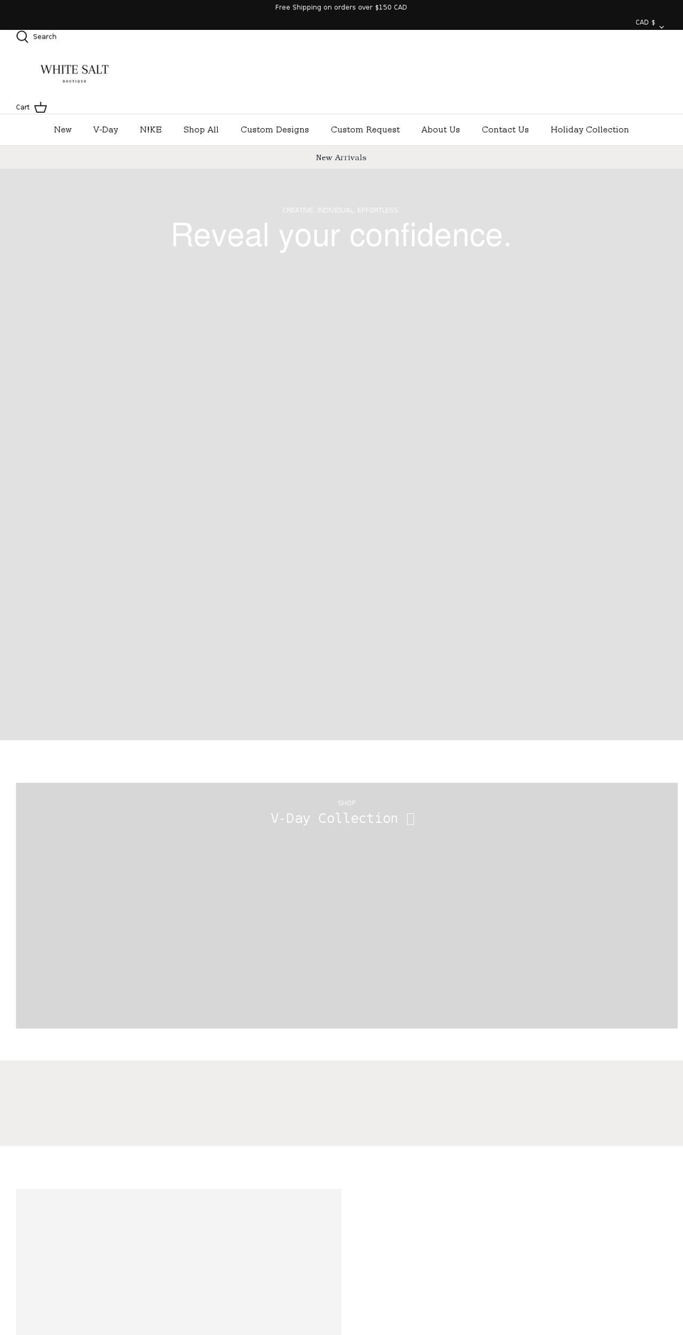 whitesaltboutique.com shopify website screenshot