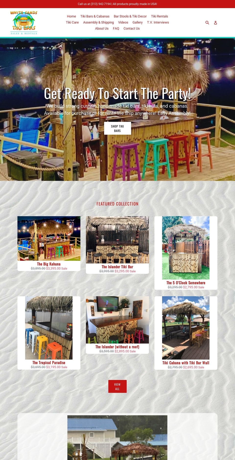 whitesandstikibars.com shopify website screenshot