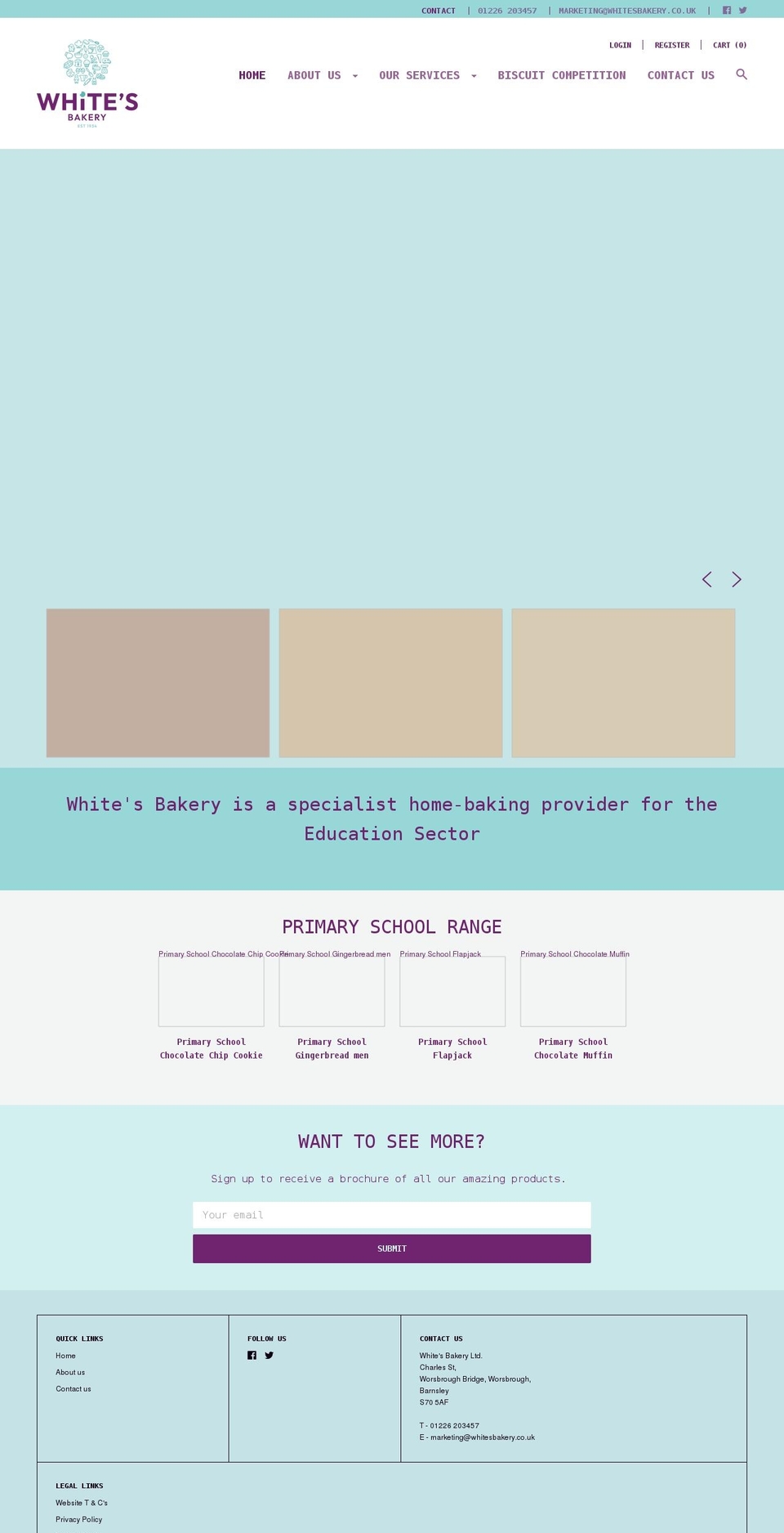 whitesbakery.co.uk shopify website screenshot