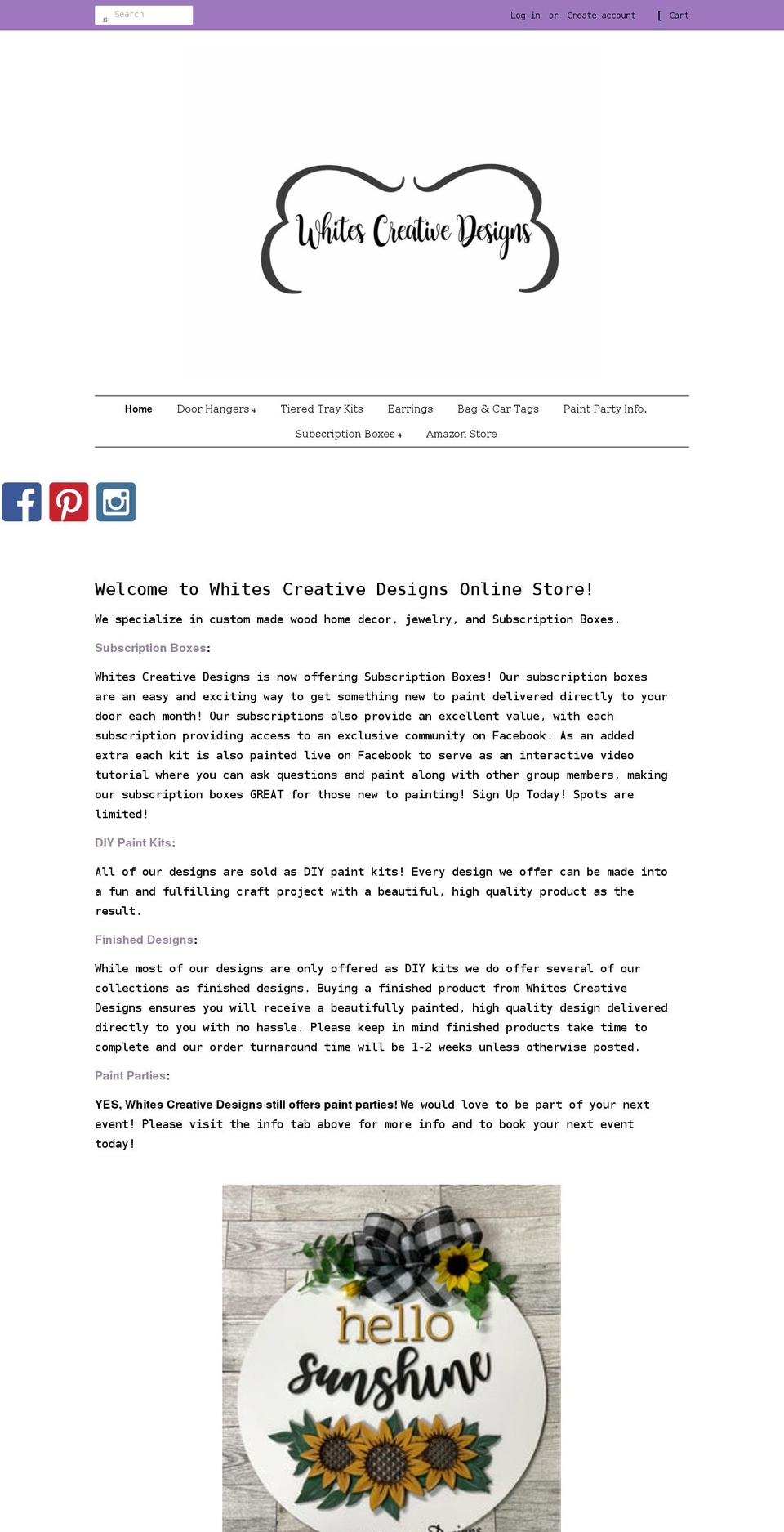 whitescreativedesigns.com shopify website screenshot