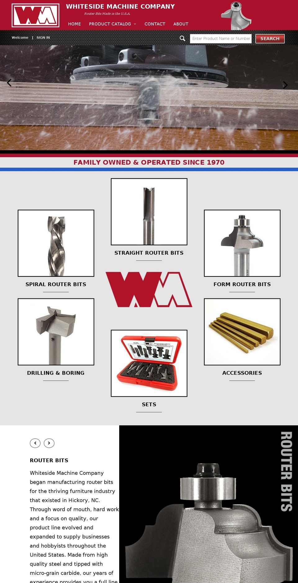 whitesiderouterbits.com shopify website screenshot