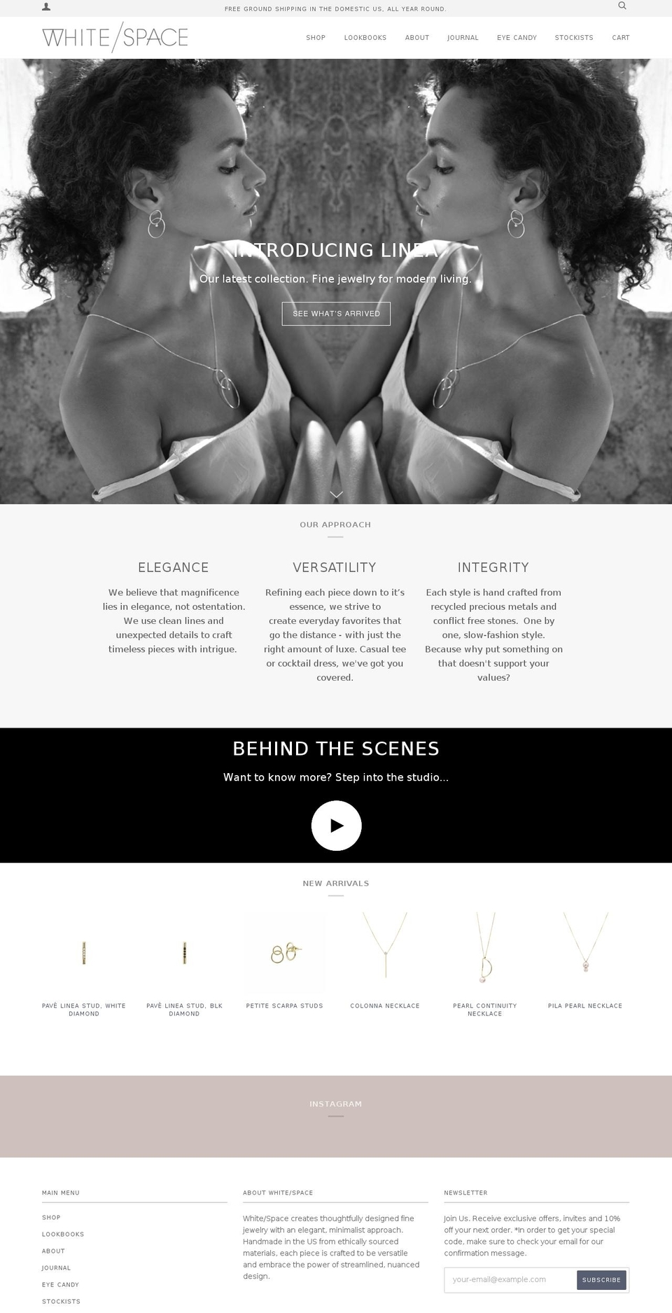 whitespacejewelry.com shopify website screenshot