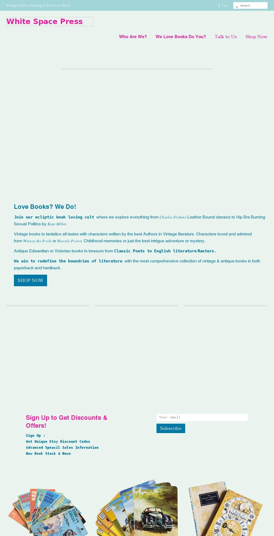 whitespacepress.com shopify website screenshot