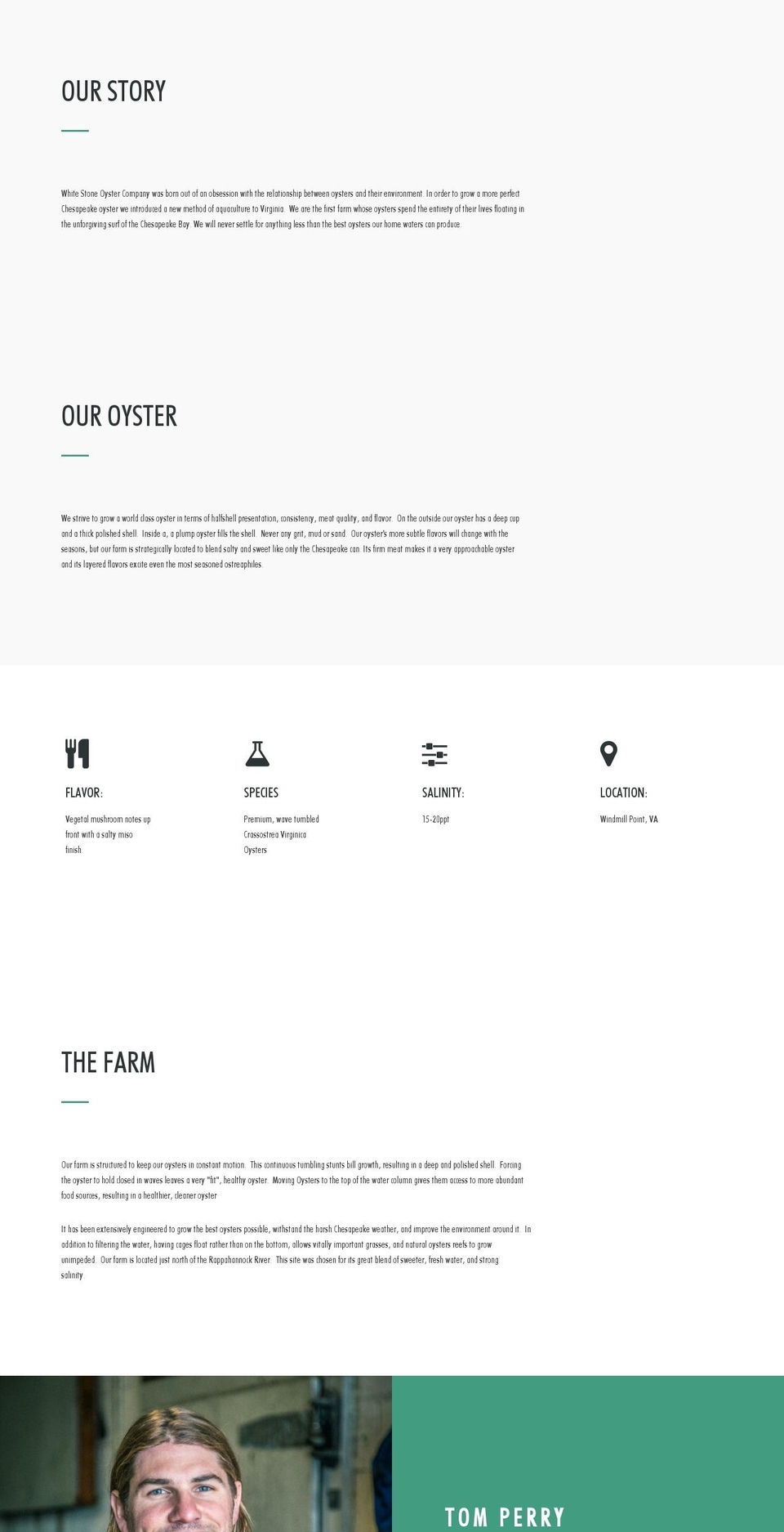 whitestoneoysters.com shopify website screenshot