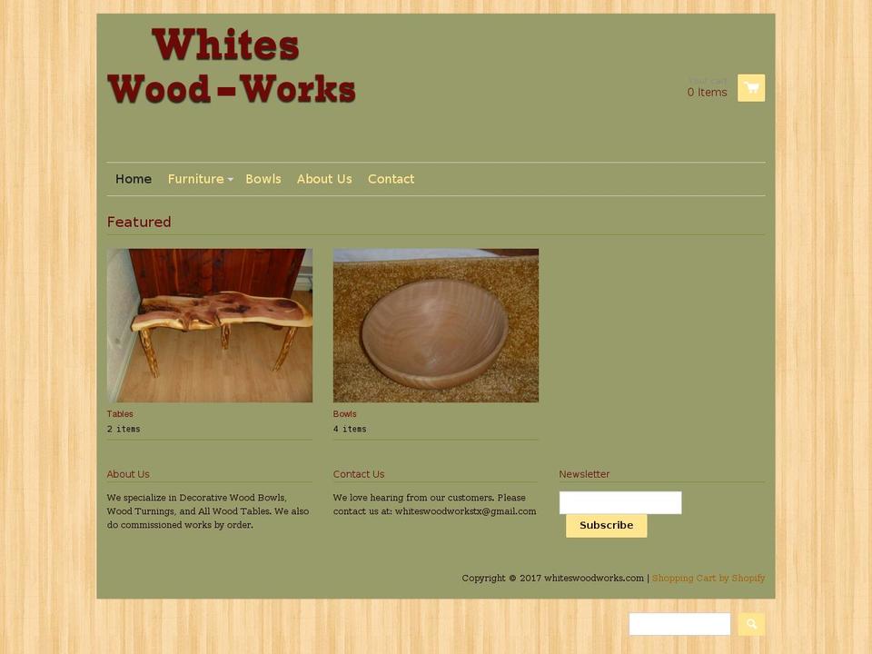 theme 2 Shopify theme site example whiteswoodworkstx.com