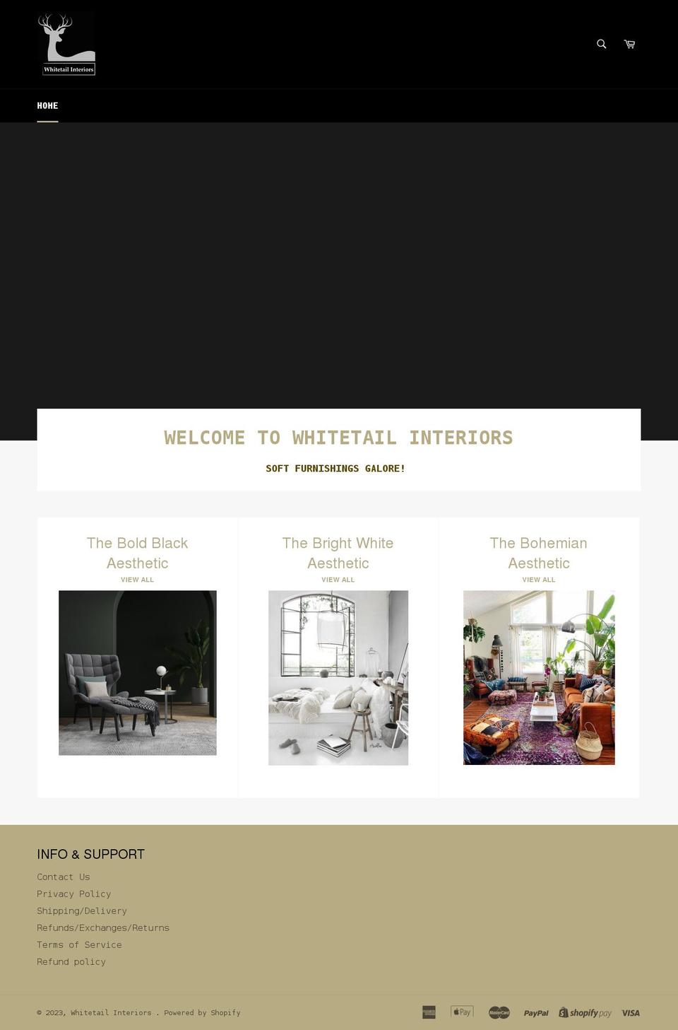 whitetail-interiors.com shopify website screenshot