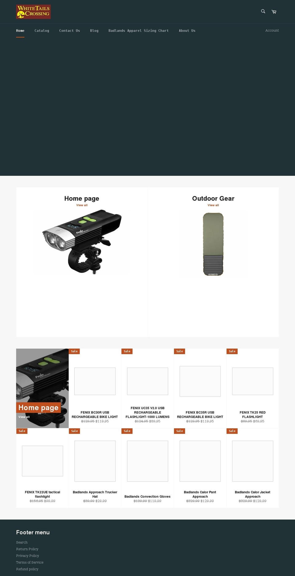 whitetailscrossing.com shopify website screenshot