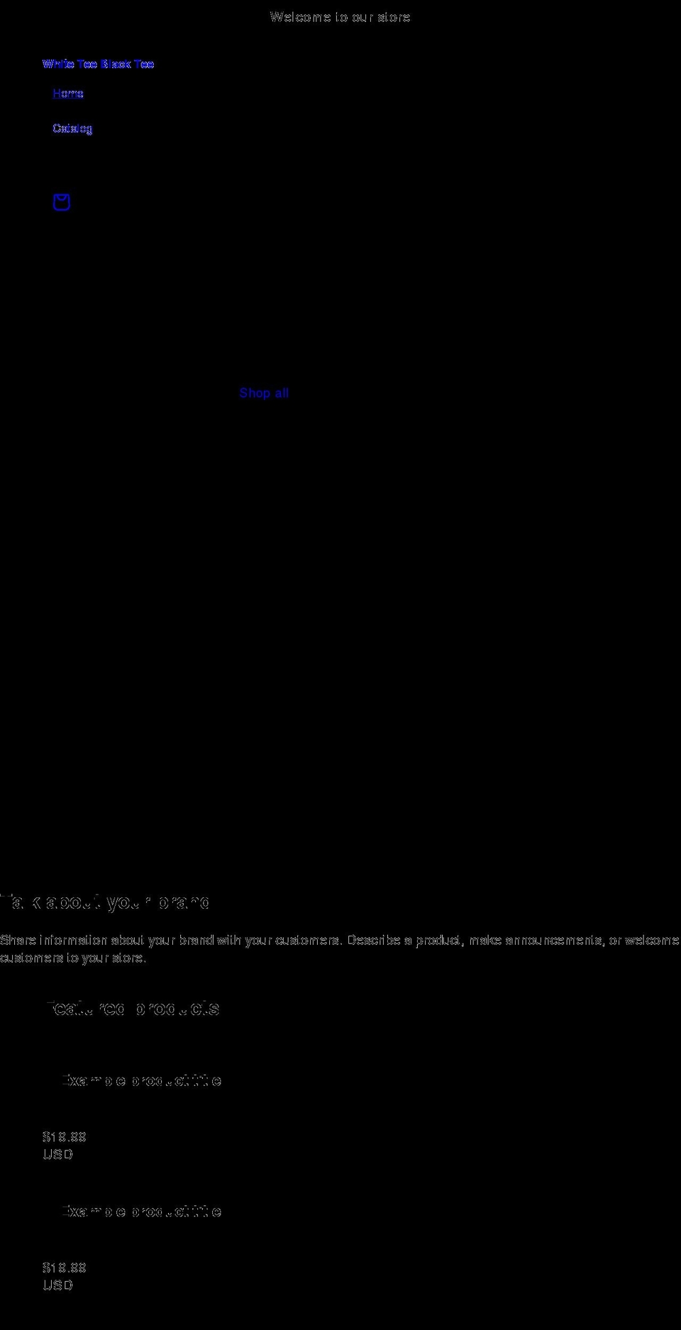 whiteteeblacktee.com shopify website screenshot