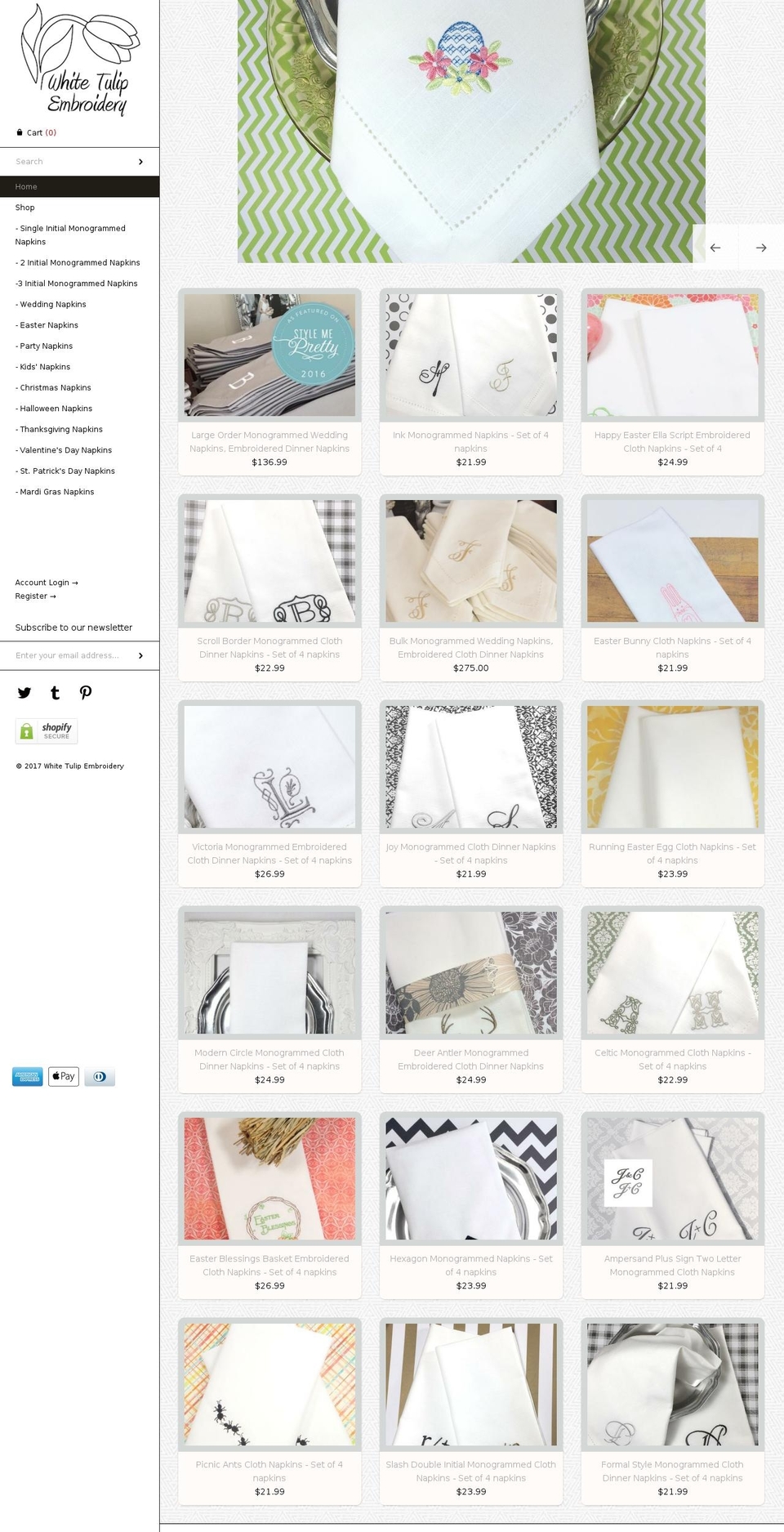 Masonry Shopify theme site example whitetulipembroidery.com