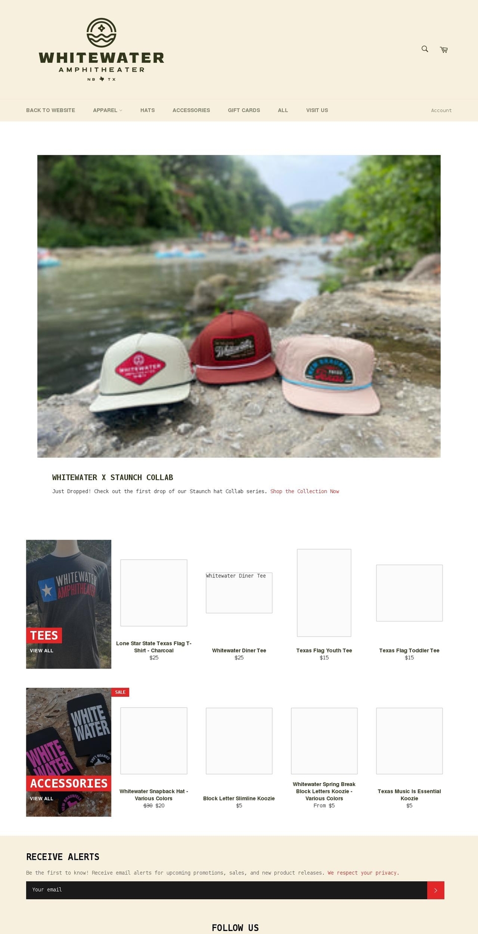whitewatermerch.com shopify website screenshot