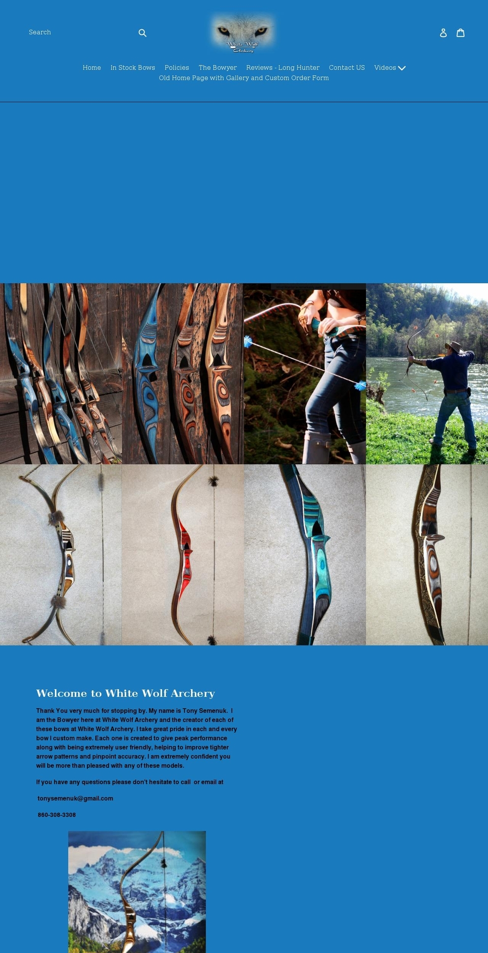whitewolfarchery.net shopify website screenshot