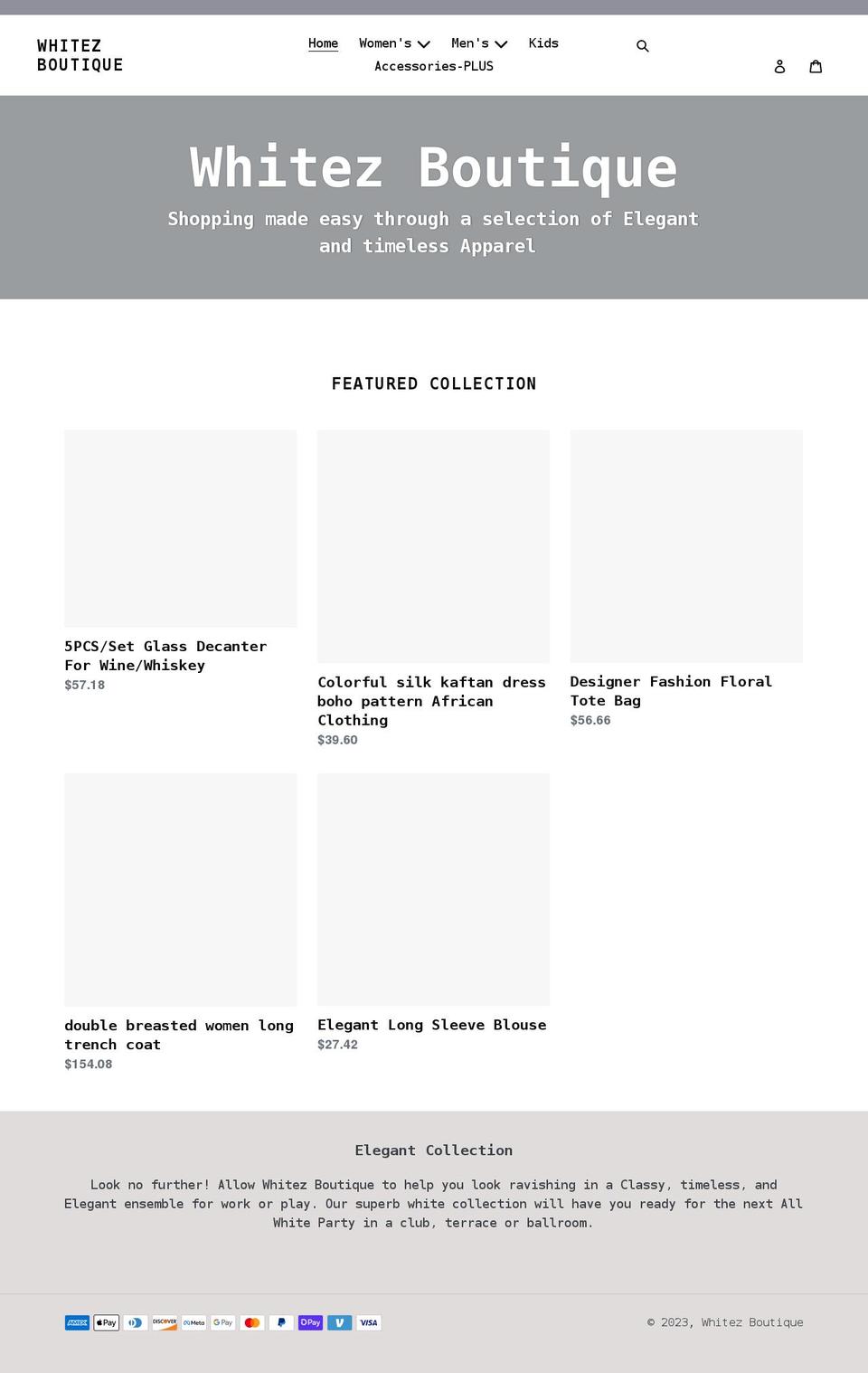 whitezboutique.com shopify website screenshot