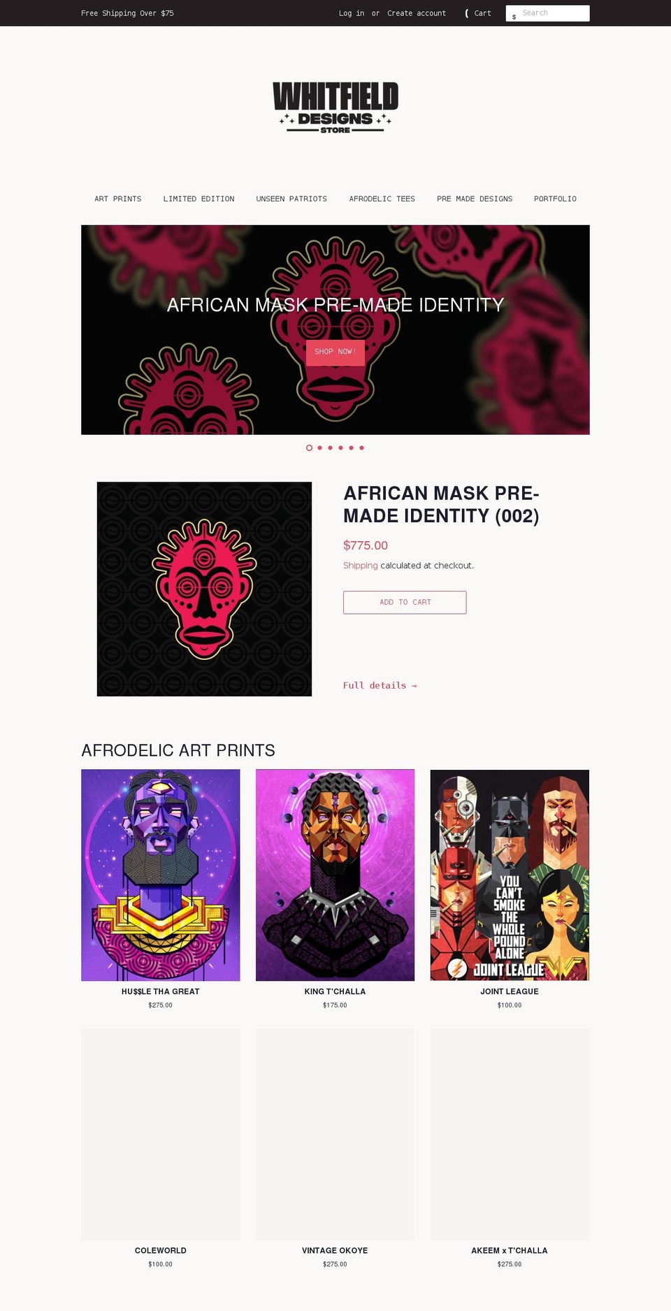 whitfielddesignsstore.com shopify website screenshot