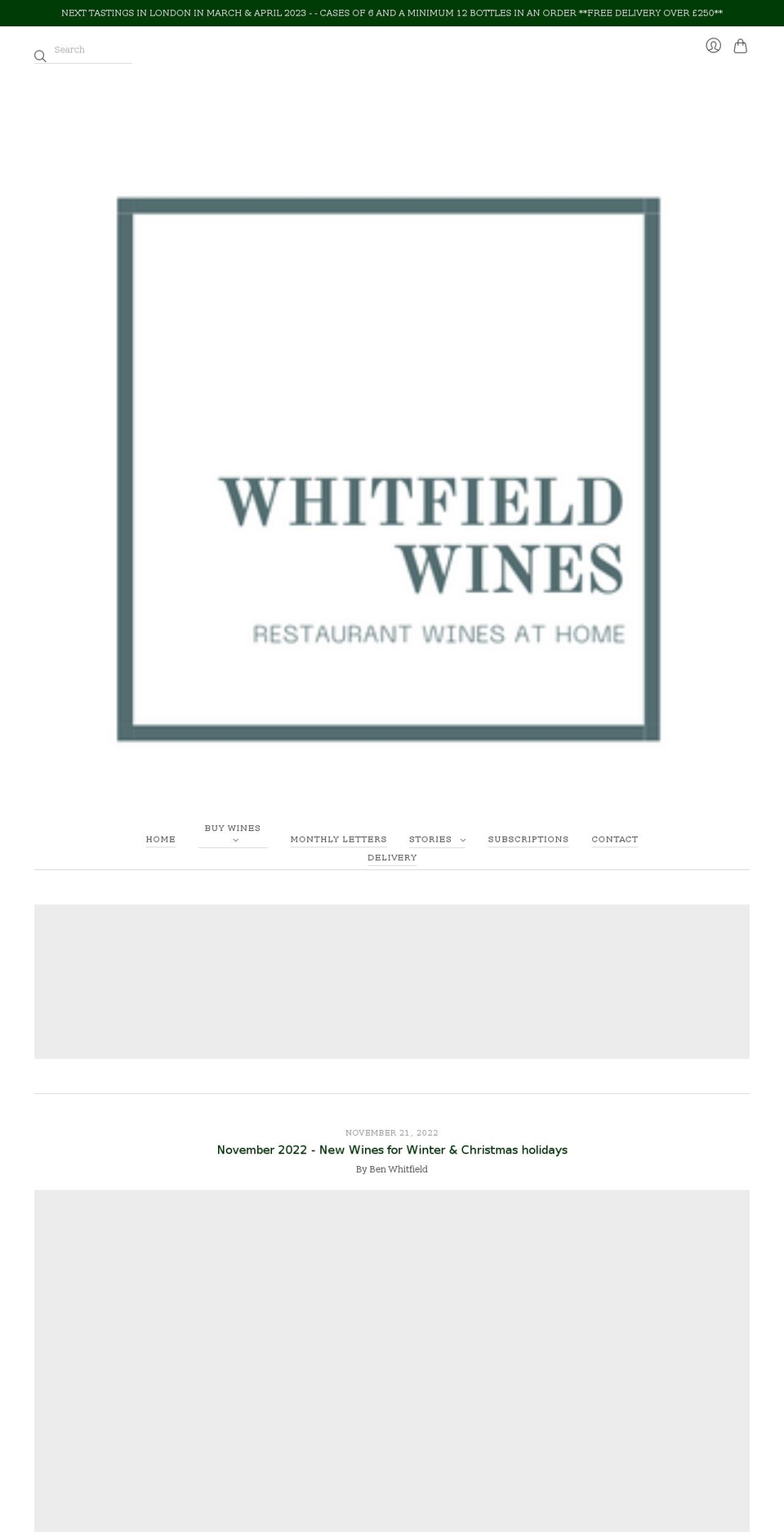 whitfieldwines.com shopify website screenshot