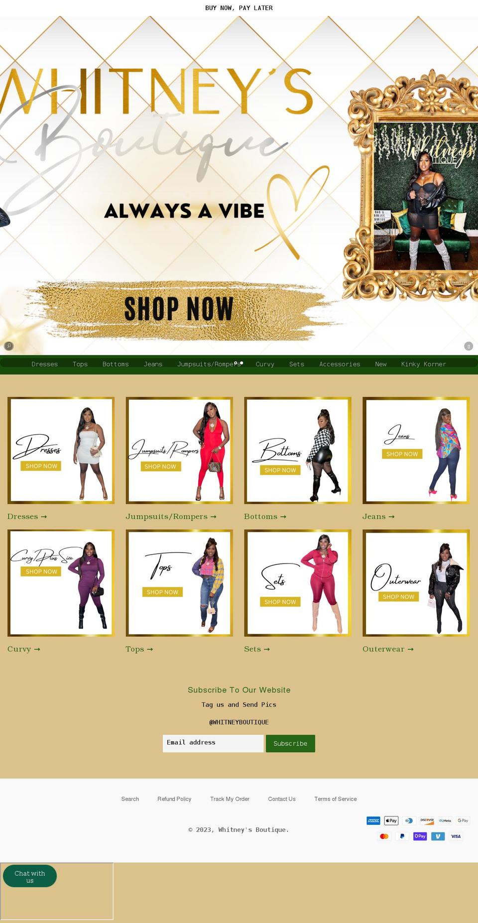 whitneyboutique.com shopify website screenshot