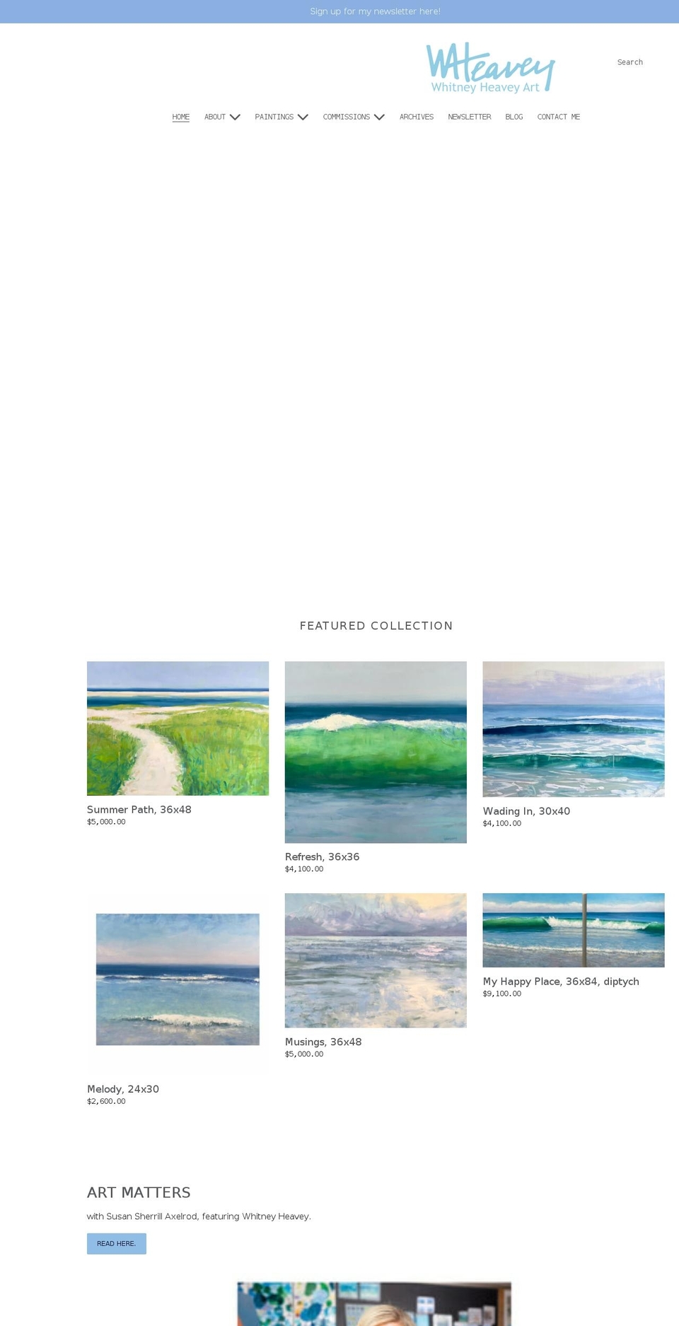 whitneyheavey.com shopify website screenshot