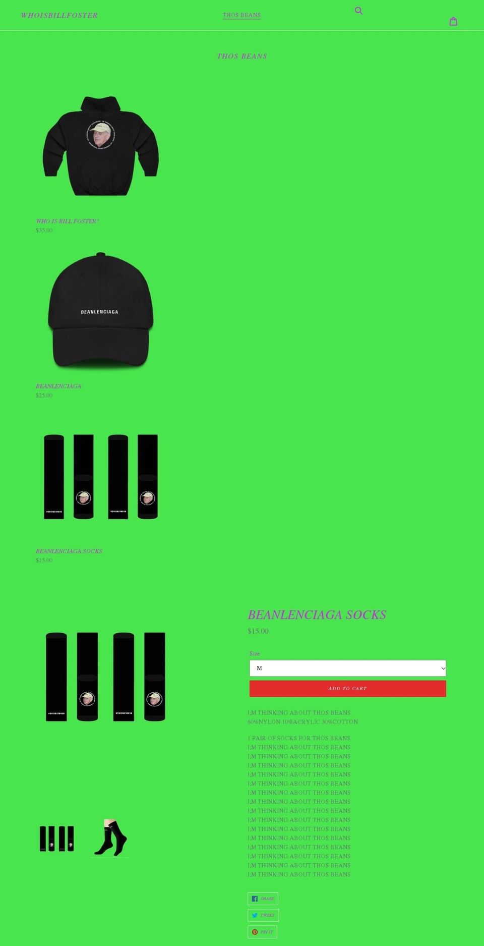 whoisbillfoster.com shopify website screenshot