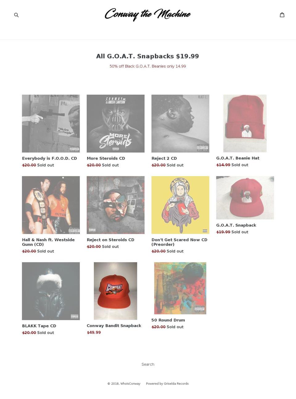 whoisconwaythemachine.myshopify.com shopify website screenshot