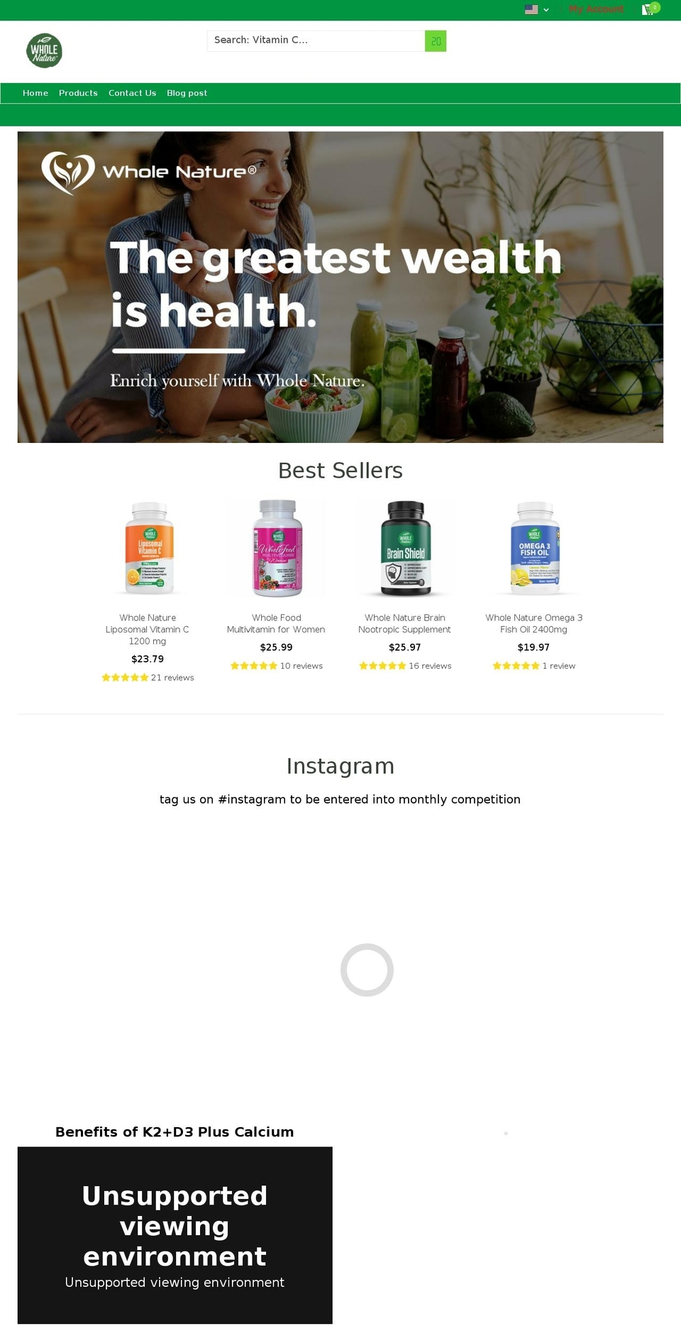 whole-nature.com shopify website screenshot