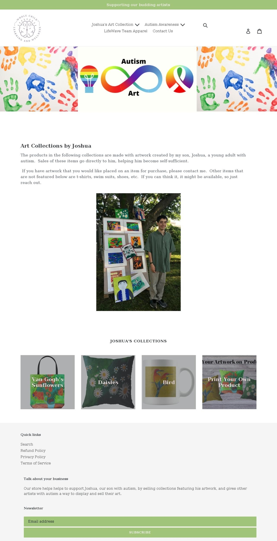 wholechildlearningandwellness.org shopify website screenshot