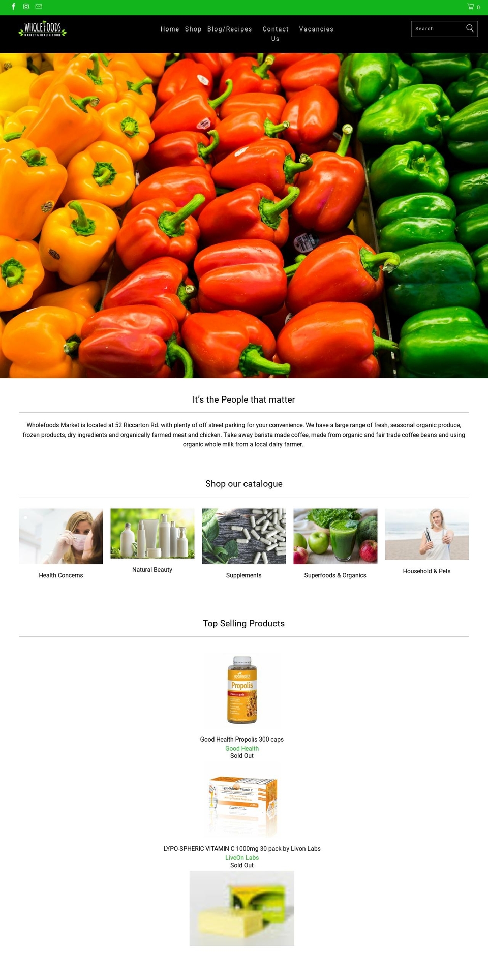 wholefoodshealth.co.nz shopify website screenshot