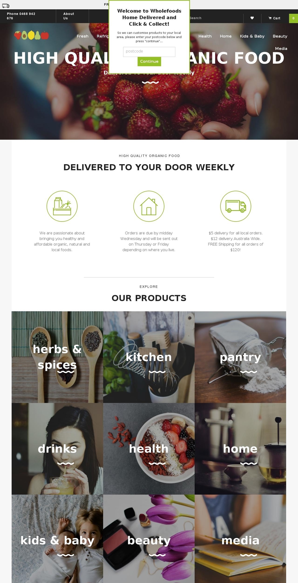 Regional Organics by Elkfox Shopify theme site example wholefoodshomedelivered.com.au