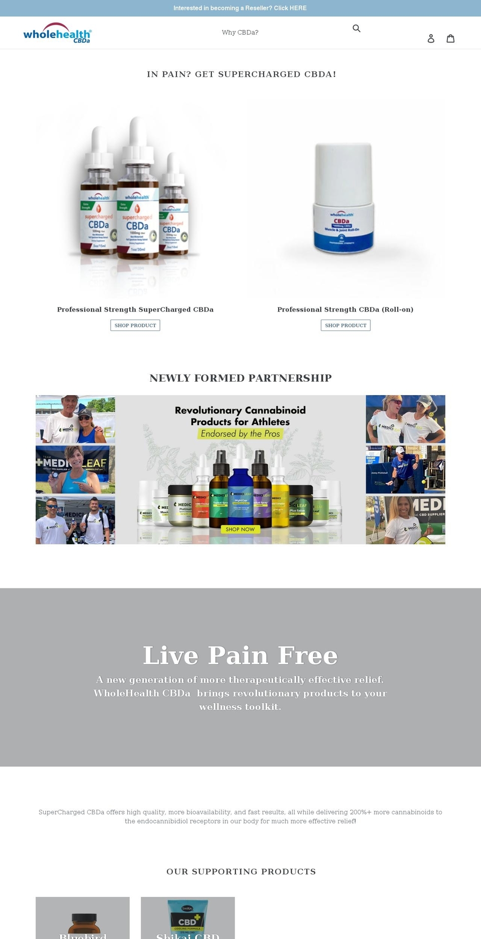 wholehealthcbda.com shopify website screenshot