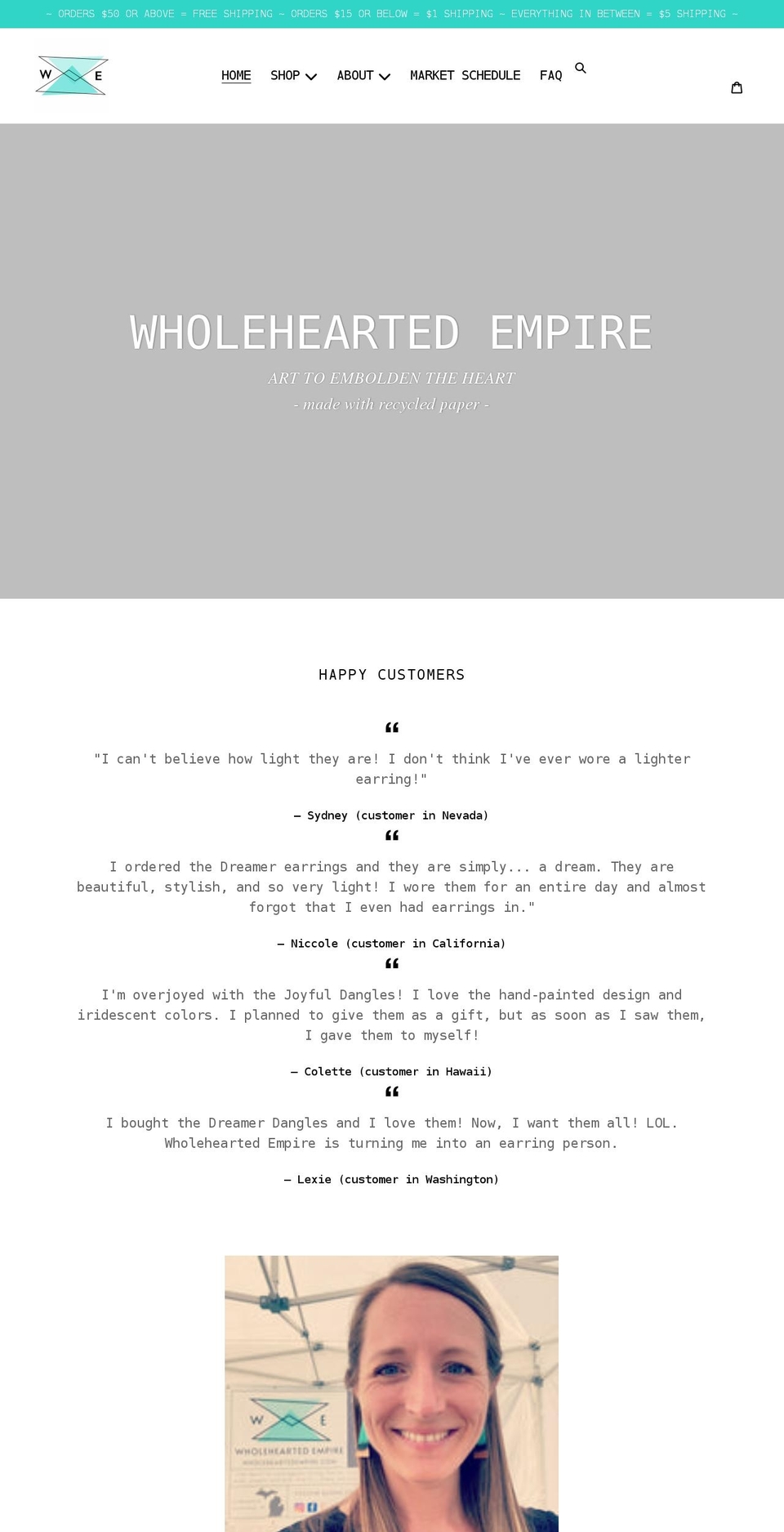 wholeheartedempire.com shopify website screenshot