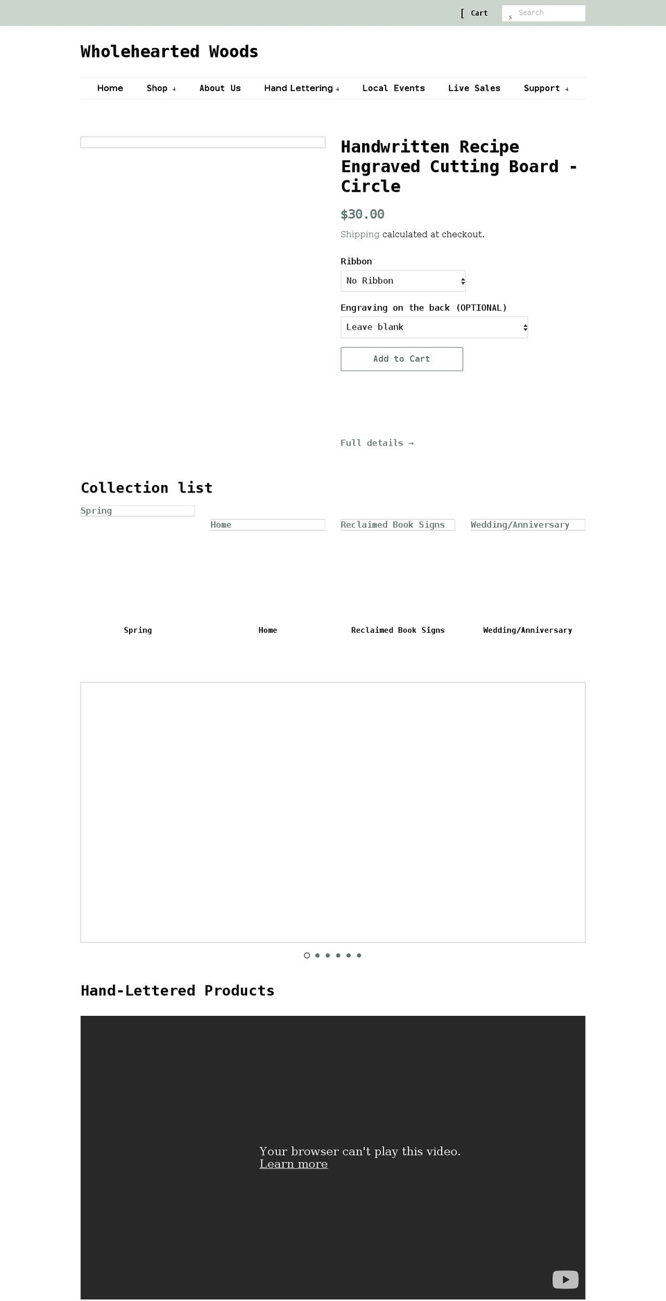 wholeheartedwoods.com shopify website screenshot