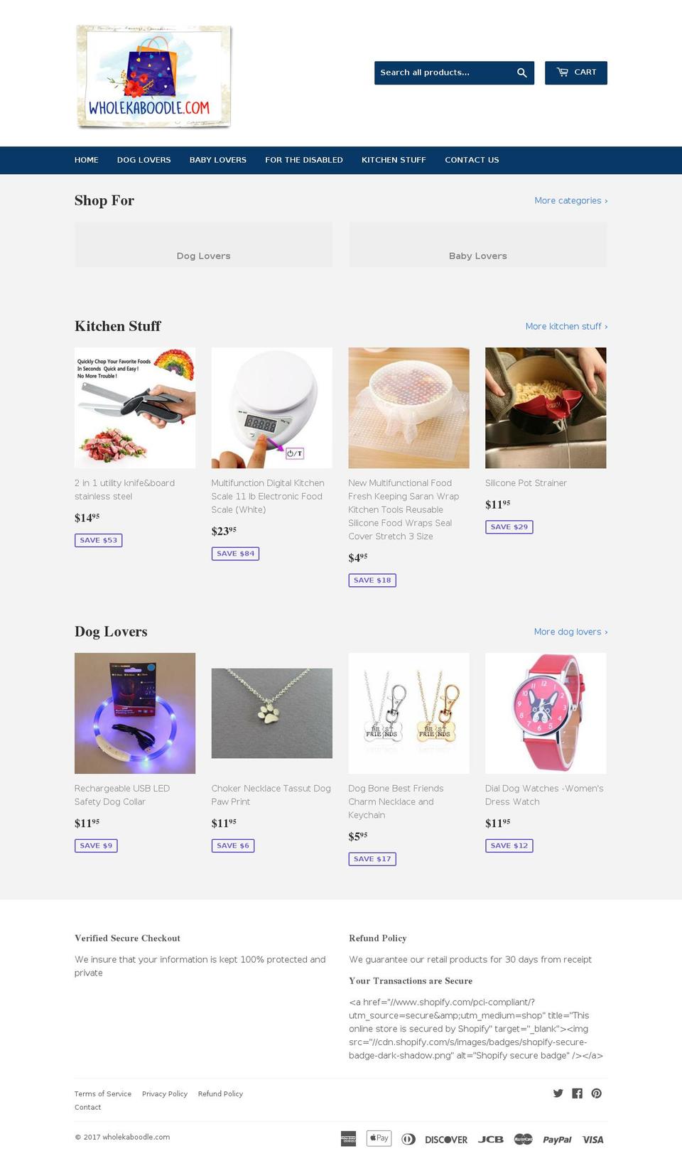 wholekaboodle.com shopify website screenshot