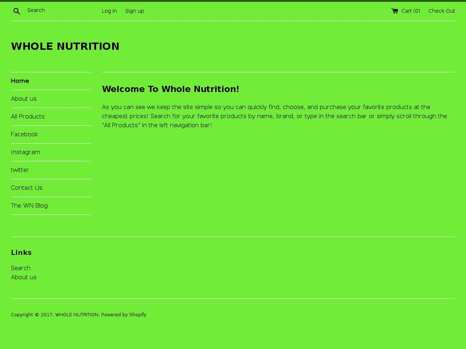 wholenutritionstore.com shopify website screenshot