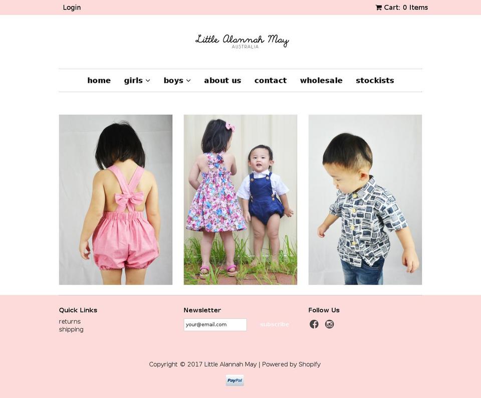 wholesale-littlealannahmay.com shopify website screenshot